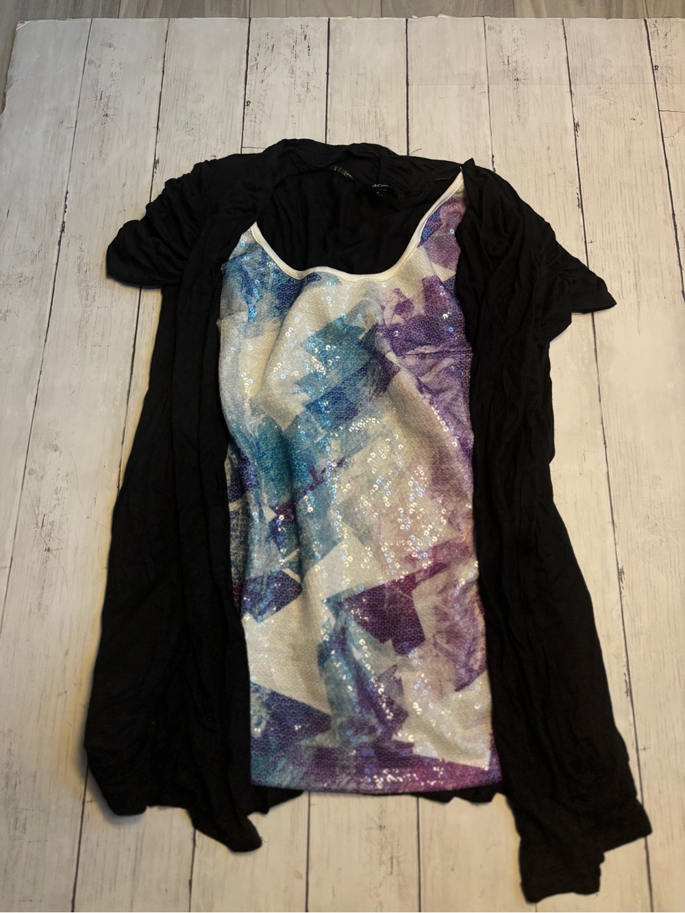 AGB Sequin Geometric Camisole with Black Layer